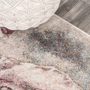 Pastello Modern Abstract Muted Flowers Area Rug